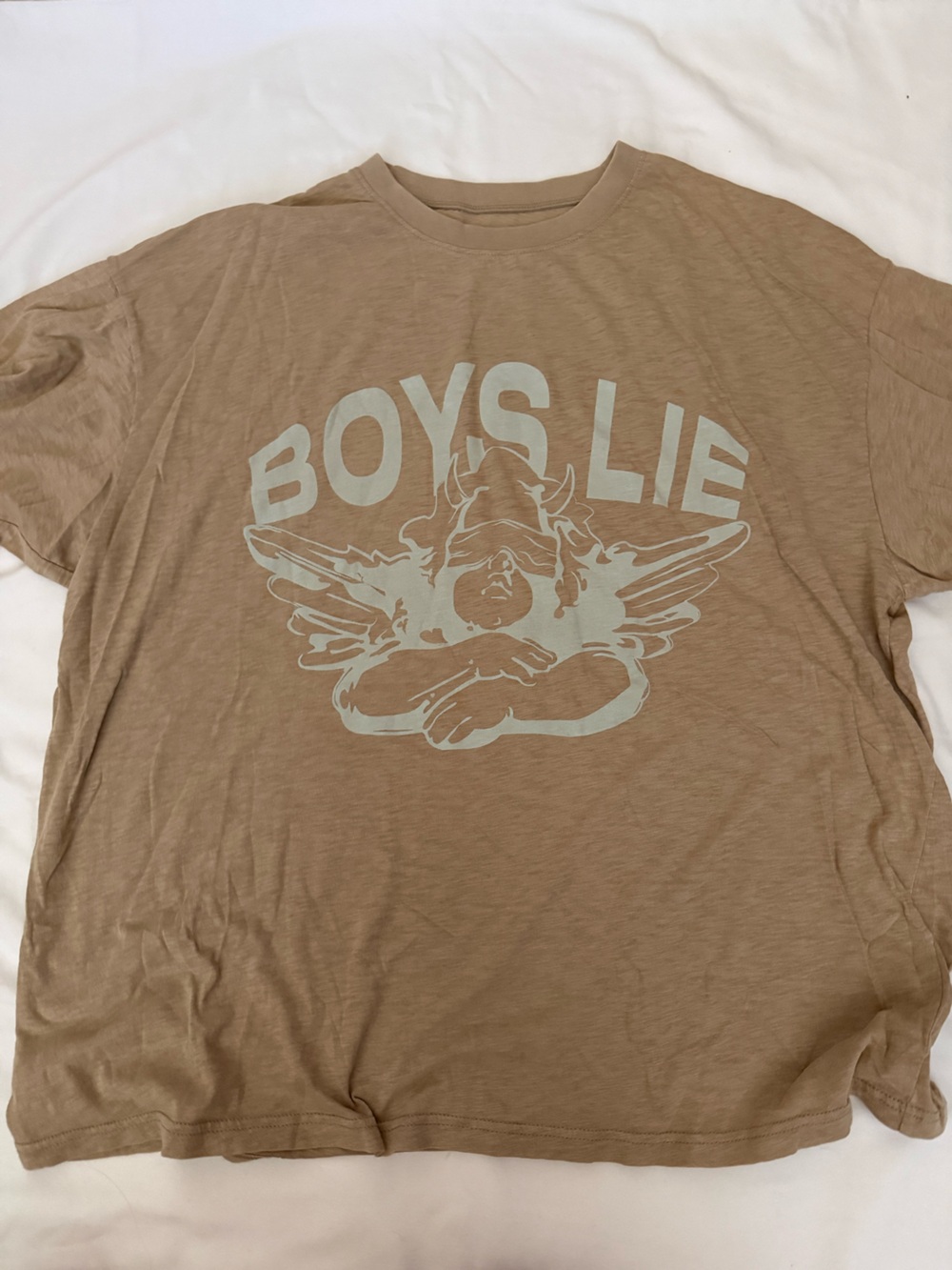 Boys Lie Tan Graphic Tee with Light Print